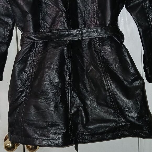 Navarre Leather Company vintage  genuine leather belted jacket Sz L NWOT - Picture 6 of 10